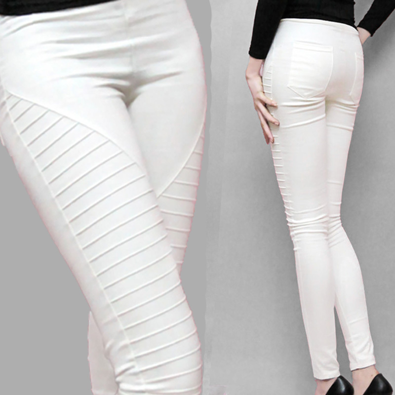 New-2014-Women-Fold-Pencil-Pants-Fashion-Skinny-Pants-White-Slim-Fit-Trousers-Plus-size-Elastic1