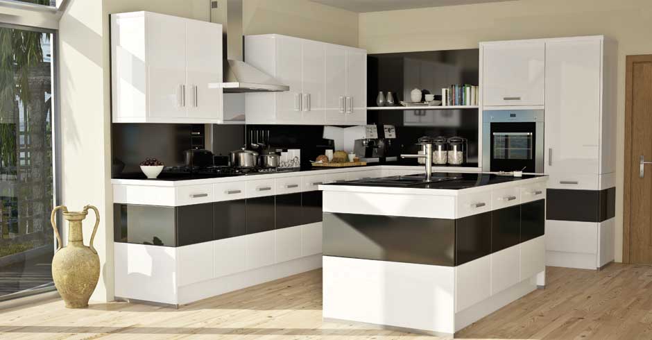 Black-white-gloss-monochrome-kitchen